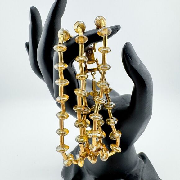 Vintage Monet 3-Strand Bracelet - Retro MCM Minimalist Glamour Layered Timeless - Picture 6 of 8